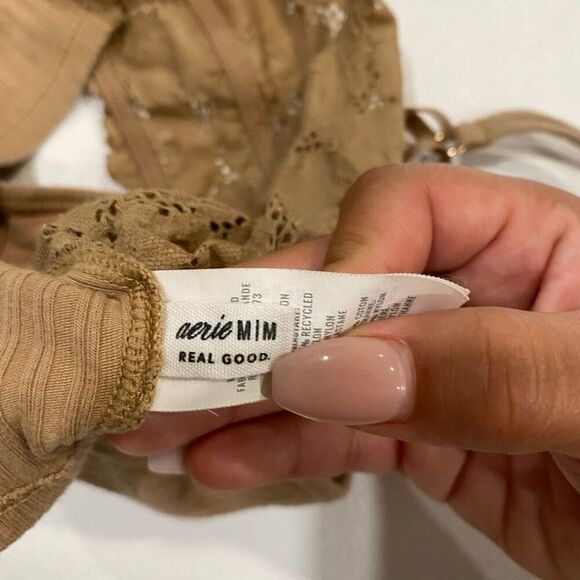 Aerie Real Good Ribbed Bralette Tan Brown Size M Medium Adjustable Straps - Picture 3 of 5